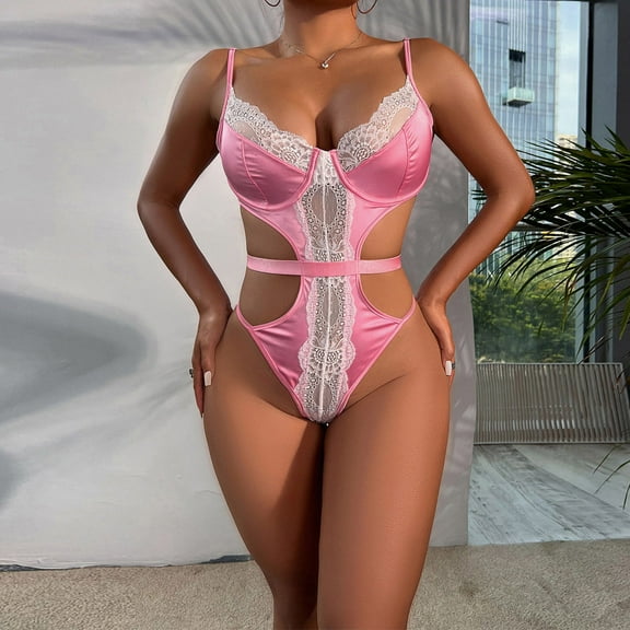 uublik Valentines Lingerie Set for Women Lace Plus Size Babydoll Sexy Naughty Bodysuit