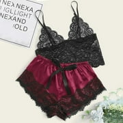 uublik Valentines Lingerie Set for Women Plus Size Babydoll Bodysuit Sexy Naughty Lace