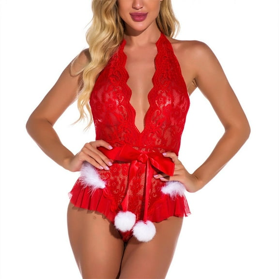 uublik Valentines Lingerie Set for Women Plus Size Babydoll Sexy Naughty Lace Bodysuit