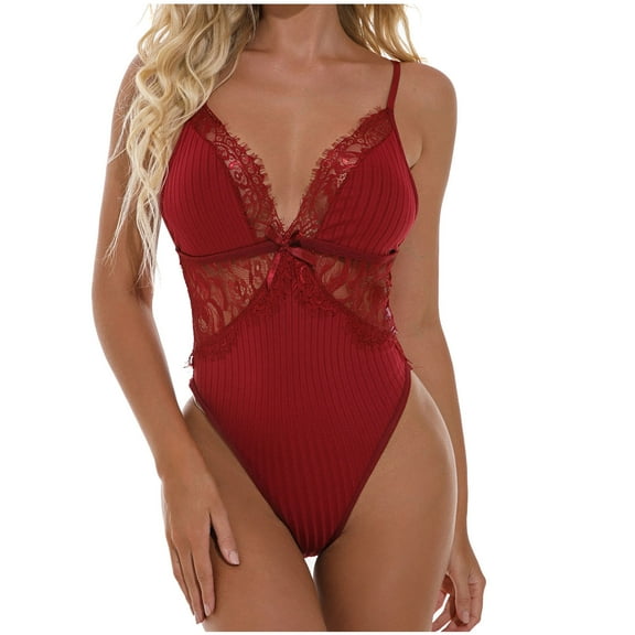 uublik Valentines Lingerie Set for Women Sexy Naughty Babydoll Plus Size Bodysuit Lace