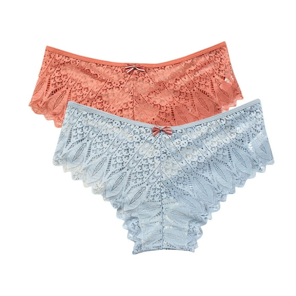 uublik Value 2-Pack, G String Thongs for Women No Show Thong Lace Panties Breathable Comfortable Underwear Womens