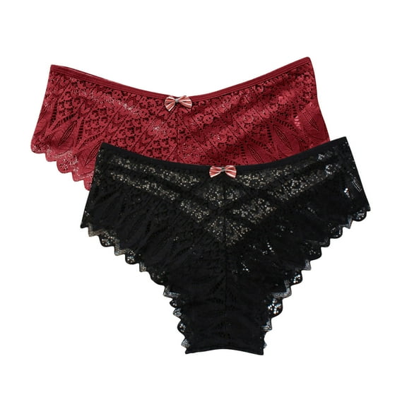 uublik Value 2-Pack, Panties for Women No Show Thong Lace Panties Breathable Comfortable Underwear Womens