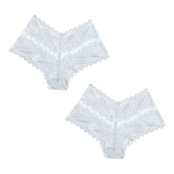uublik Value 2-Pack, Women's Briefs Underwear High Waist Breathable Briefs Soft Underpants Ladies Stretch Panties Lace Underwear for Women White
