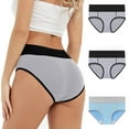 thumbnail image 1 of uublik Value 3-Pack, High Waisted Briefs for Women High Waist Breathable Briefs Soft Underpants Ladies Stretch Panties Always Period Underwear Light Blue, 1 of 5