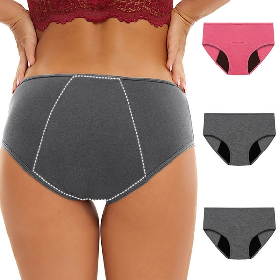 uublik Value 3-Pack, No Show Panties for Women Protective Menstrual Postpartum Leakproof Panties Period Underwear for Women Plus Size Pink