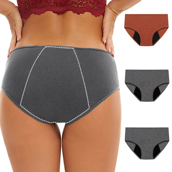 uublik Value 3-Pack, Women's Briefs Protective Menstrual Postpartum Leakproof Panties Menstrual Underwear for Women Orange