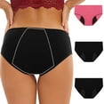 thumbnail image 1 of uublik Value 3-Pack, Women's Underwear Briefs Protective Menstrual Postpartum Leakproof Panties Period Underwear for Women Heavy Flow Pink, 1 of 5