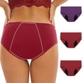 thumbnail image 1 of uublik Value 3-Pack, Womens Period Panties Leak Proof Cotton Overnight Menstrual Panties Briefs Leak Proof Underwear for Women Purple, 1 of 5