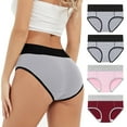 thumbnail image 1 of uublik Value 4-Pack, Briefs for Women High Waist Breathable Briefs Soft Underpants Ladies Stretch Panties Menstrual Underwear for Women Wine, 1 of 5