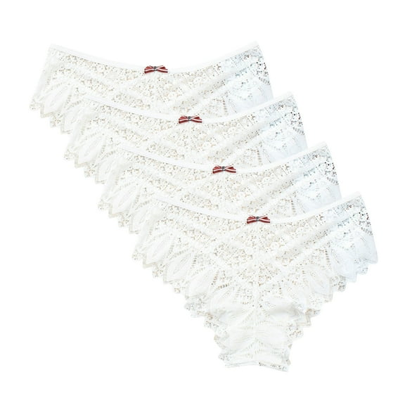 uublik Value 4-Pack, Briefs for Women Lace Low Waist Soft Comfortable Breathable Underwear Thongs