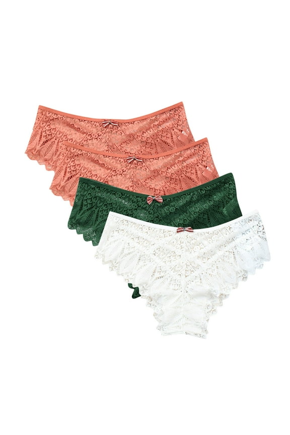 Value 4-Pack, G String Thongs for Women Comfortable Seamless Lightweight Soft Lace High Waist Panties