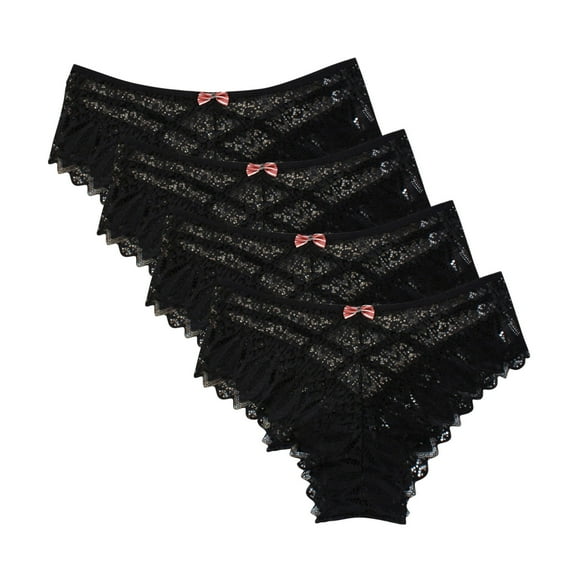uublik Value 4-Pack, No Show Thongs for Women Lace Low Waist Soft Comfortable Breathable Underwear Thongs