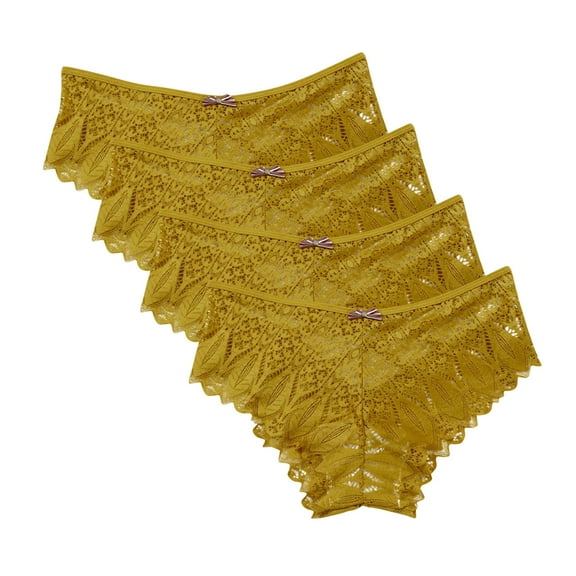 uublik Value 4-Pack, Panties for Women Pack Lace Low Waist Soft Comfortable Breathable Underwear Thongs