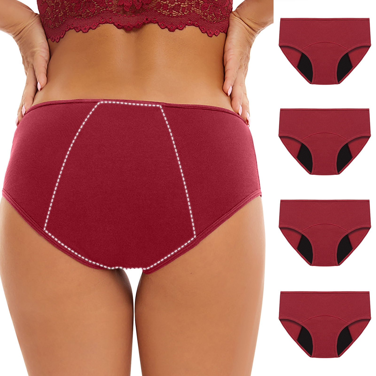 uublik Value 4-Pack, Period Panties Women Heavy Flow Leak Proof Cotton ...