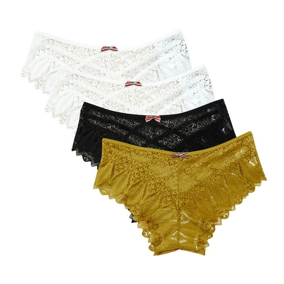 uublik Value 4-Pack, Thong Panty for Women Comfortable Seamless Lightweight Soft Lace High Waist Panties