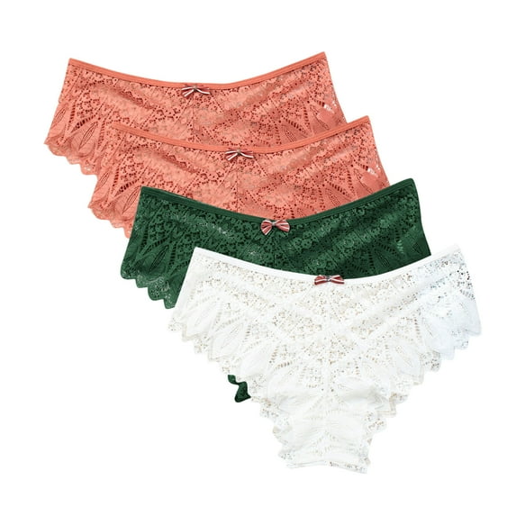uublik Value 4-Pack, Womens Thongs Underwear Comfortable Seamless Lightweight Soft Lace High Waist Panties