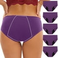thumbnail image 1 of uublik Value 5-Pack, Underwear Women Pack Briefs Leak Proof Cotton Overnight Menstrual Panties Briefs Period Underwear for Teens Purple, 1 of 5