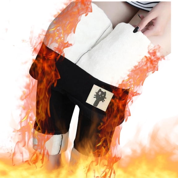uublik Warm Long Johns Womens Thick Fleece Warm High Waisted Pants for Winter Snow, Black