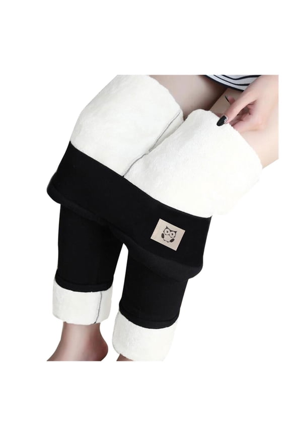 Warm Long Johns for Women Thick Fleece Warm High Waisted Pants for Winter Snow, Black