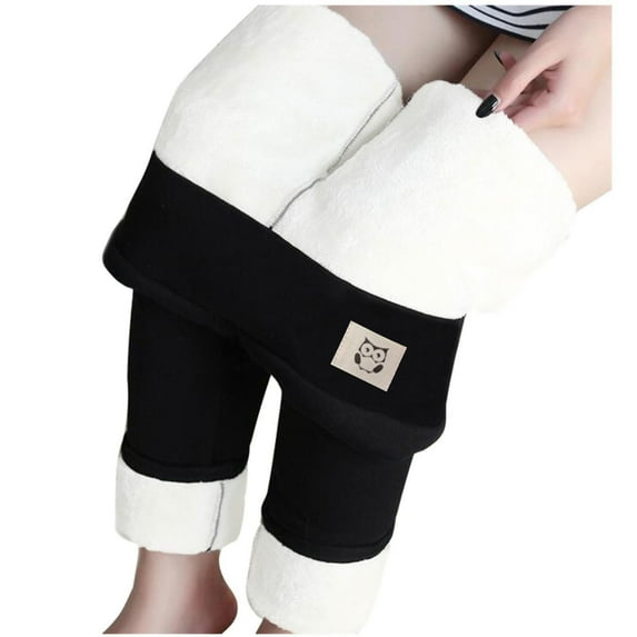 uublik Warm Long Johns for Women Thick Fleece Warm High Waisted Pants for Winter Snow, Black