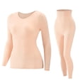 thumbnail image 1 of uublik Warm Underwear Set Women Fleece Lined Long Johns Base Layer Top Bottom Cold Weather Gear for Hunting Running Skiing, Beige, 1 of 2