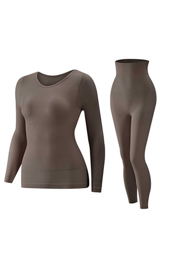Warm Underwear Set Women Fleece Lined Long Johns Base Layer Top Bottom Cold Weather Gear for Hunting Running Skiing, Coffee