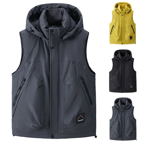 uublik Winter Puffer Vest For Men Warm Quilted Sleeveless Outerwear for Work Casual Travel Gray