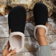 thumbnail image 1 of uublik Woman Fuzzy Slippers Memory Foam House Slippers Indoor Outdoor Cozy Plush Closed Toe House Shoes, Black, 1 of 7