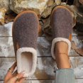 thumbnail image 1 of uublik Woman Fuzzy Slippers Memory Foam House Slippers Indoor Outdoor Cozy Plush Closed Toe House Shoes, Coffee, 1 of 7
