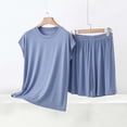 thumbnail image 1 of uublik Woman Pajama Set Short Sleeve Top and Shorts Lounge Sleepwear Set with Pockets Silver, 1 of 1