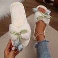 thumbnail image 1 of uublik Womans Fuzzy Slippers Memory Foam Open-Toe Slippers Soft Fleece Indoor Shoes Indoor/Outdoor Slippers, White, 1 of 7