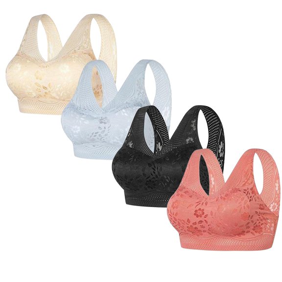 uublik Women Bras No Underwire Full Coverage Push Up No Underwire Comfortable Supportive Everyday T-Shirt Bra Value Packs Hot Pink