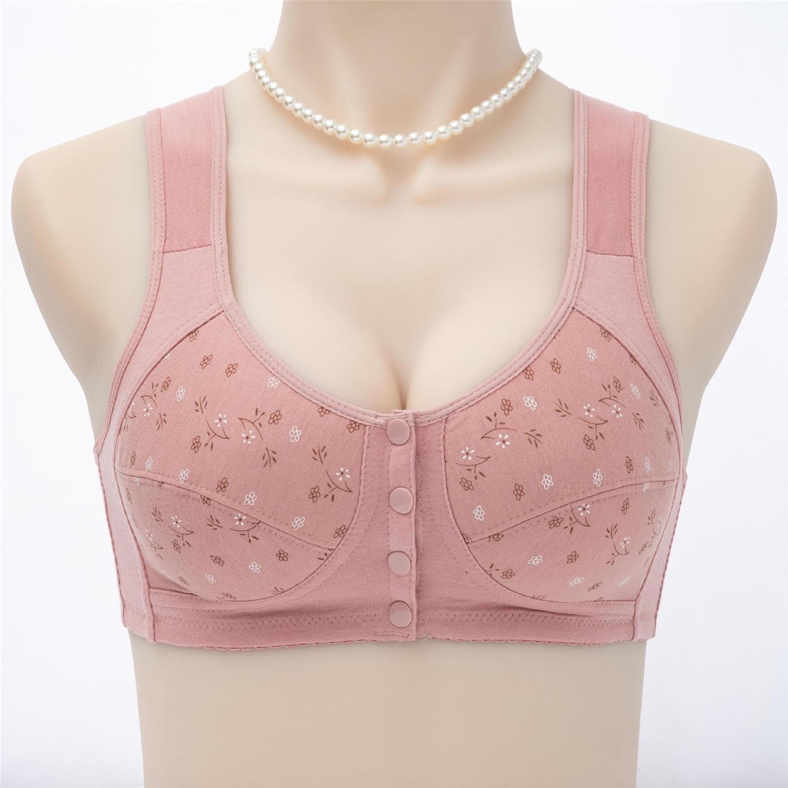 uublik Women Bras Plus Size Soft Wirefree Push Up Adjustable Bra Pink 