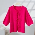 thumbnail image 1 of Asgosdo Women Cardigans Lightweight Knit Open Front Sweater Long Sleeve Loose Short Cardigan Outerwear Coats Hot Pink Clothes, 1 of 5