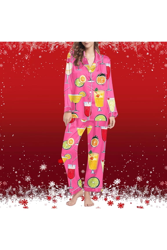 Women Pajama Sets Pants 2 Piece Button Down Pjs Soft Long Sleeve Top and Pants Sleepwear Set Lounge Sets Hot Pink
