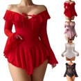 thumbnail image 1 of uublik Women Pajamas Mesh Set Valentine's Day Night Gowns Soft Loungewear Sleepwear Red, 1 of 6