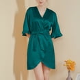 thumbnail image 1 of uublik Women Robe for Bathing Lightweight Short Warm Bathrobe Sleepwear Pajamas Nightgowns Loungewear with Belt Army Green, 1 of 6