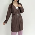 thumbnail image 1 of uublik Women Robes Flannel Robes Casual Long Sleeves Robes Winter Woman Bathrobe Nightwear Coffee, 1 of 6