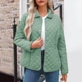 thumbnail image 1 of uublik Women Shirts Green Long Sleeve Quilted Bomber Jacket Lightweight Warm Winter Outerwear Clothing, 1 of 5