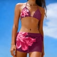 thumbnail image 1 of uublik Women Swimsuits 3 Piece Bikini Set Beach Vacation Bathing Suit with Cover Up Skirt Purple, 1 of 5