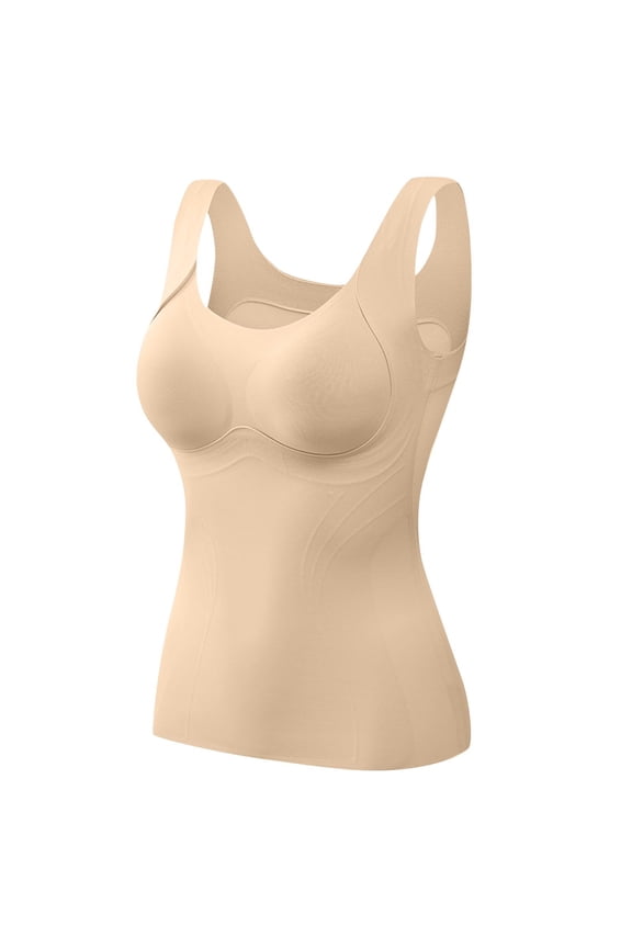 Women Thermal Tank Tops Sleeveless Underwear Base Layer Undershirt Camisole for Cold Weather, Beige