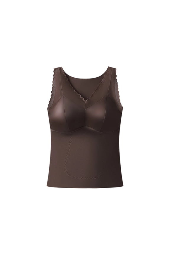 Women Thermal Tank Tops Sleeveless Underwear Base Layer Undershirt Camisole for Cold Weather, Brown