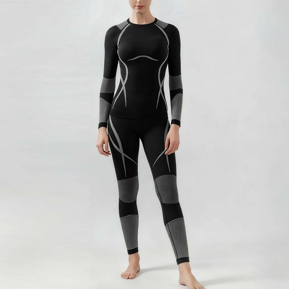 uublik Women Thermal Underwear Set Long Johns Quick-dry Soft Cold Weather Warm Base Layer Winter Ski Top Bottom, Gray