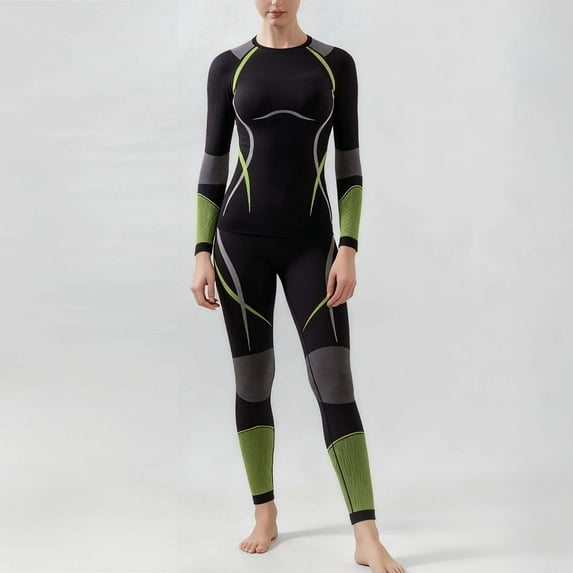 uublik Women Thermal Underwear Set Long Johns Quick-dry Soft Cold Weather Warm Base Layer Winter Ski Top Bottom, Green