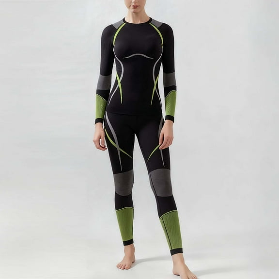 uublik Women Thermal Underwear Set Long Johns Quick-dry Soft Cold Weather Warm Base Layer Winter Ski Top Bottom, Green