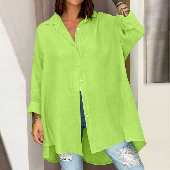 uublik Women's Blouses & Button-Down Shirts Long Sleeve Blouses Business Casual Tops Work Office Tshirt Green