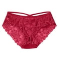 thumbnail image 1 of uublik Women's Briefs Red No Show Thong Underwear Stretch Breathable Lace Panties, 1 of 4
