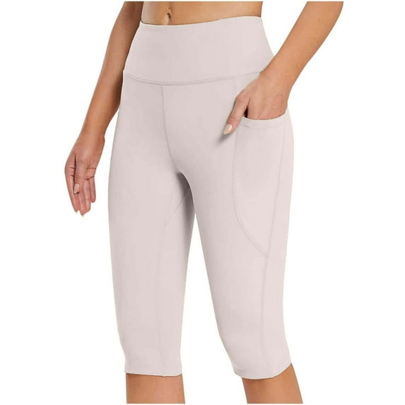 uublik Women’s Capris High Waisted Soft Gym Athletic Yoga Pants Khaki XXXL