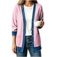 thumbnail image 1 of uublik Women's Cardigan Pink Casual Long Sleeve Button Down Classic Jacket Fall Coat, 1 of 5