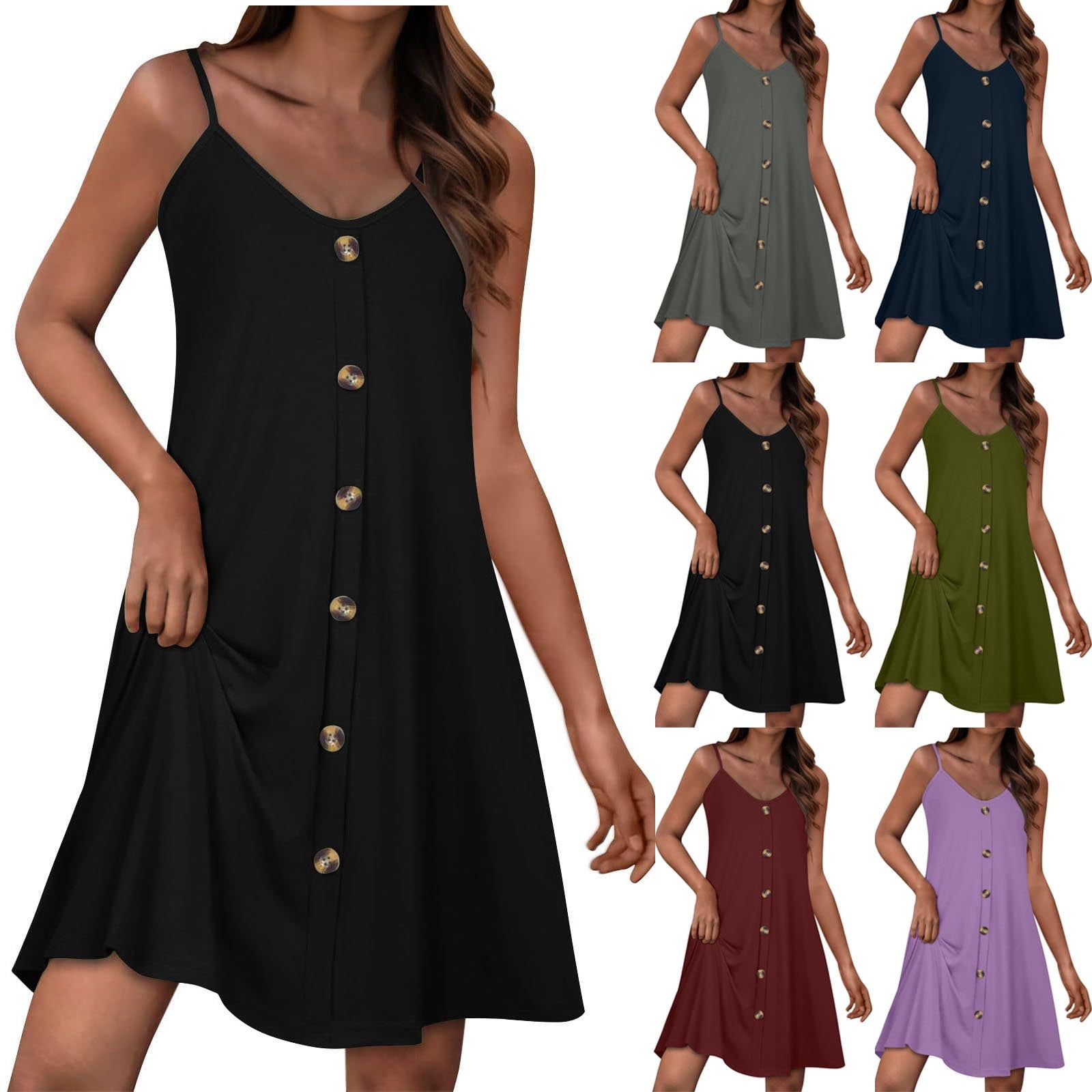 uublik Women's Casual Dresses Purple Wedding Guest Casual Beach ...